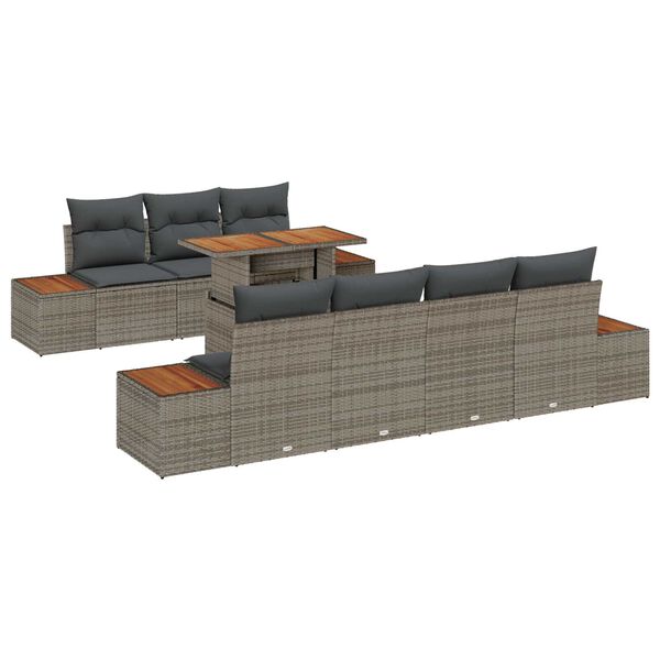 vidaXL Σετ Καναπέ Κήπου με αποθήκευση 8 pcs Γκρι Πολυ ράταν