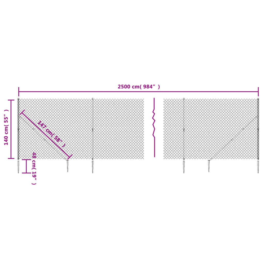 vidaXL Συρματόπλεγμα Περίφραξης Πράσινο 1,4 x 25 μ. με Καρφωτές Βάσεις
