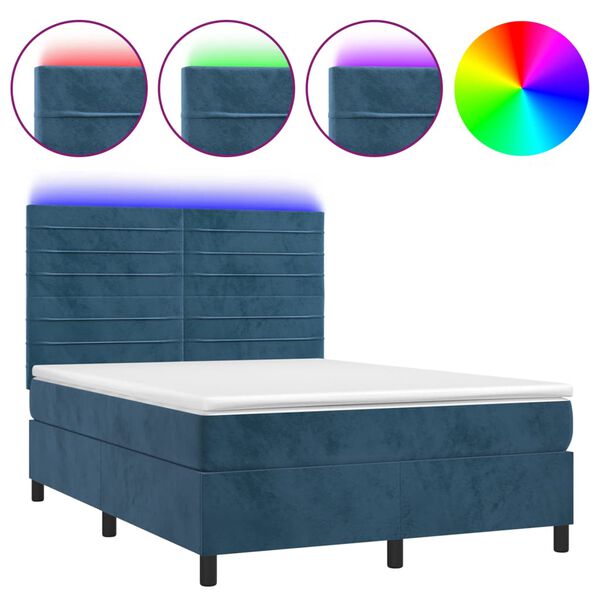 vidaXL &Kappa;&rho;&epsilon;&beta;ά&tau;&iota; Boxspring &mu;&epsilon; &Sigma;&tau;&rho;ώ&mu;&alpha; & LED &Sigma;&kappa;. &Mu;&pi;&lambda;&epsilon; 140x190&epsilon;&kappa;. &Beta;&epsilon;&lambda;&omicron;ύ&delta;&iota;&nu;&omicron;