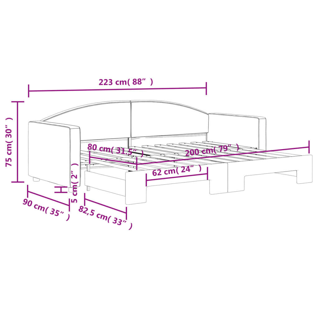 vidaXL Καναπές Κρεβάτι Συρόμενος Κρεμ 80 x 200 εκ. Υφασμάτινος