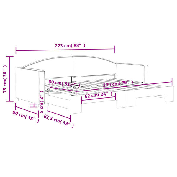 vidaXL Καναπές Κρεβάτι Συρόμενος Κρεμ 80 x 200 εκ. Υφασμάτινος