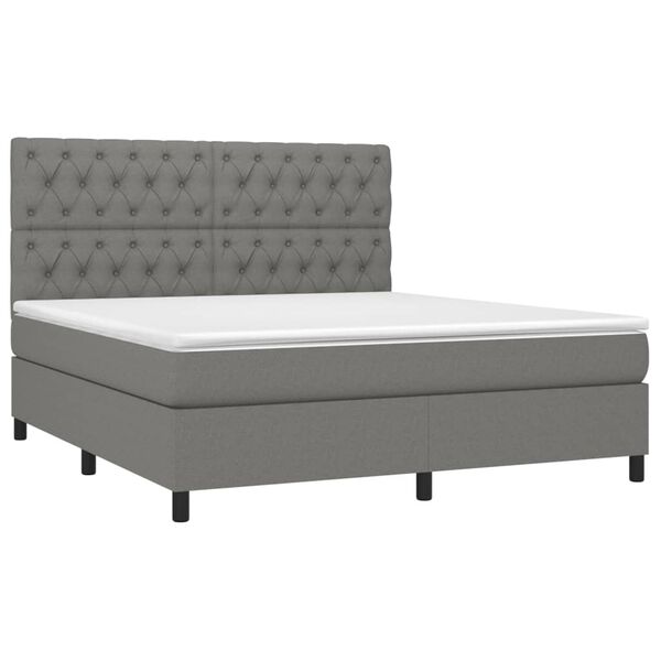 vidaXL &Kappa;&rho;&epsilon;&beta;ά&tau;&iota; Boxspring &mu;&epsilon; &Sigma;&tau;&rho;ώ&mu;&alpha; & LED &Sigma;&kappa;.&Gamma;&kappa;&rho;&iota; 160x200 &epsilon;&kappa; &Upsilon;&phi;&alpha;&sigma;&mu;ά&tau;&iota;&nu;&omicron;