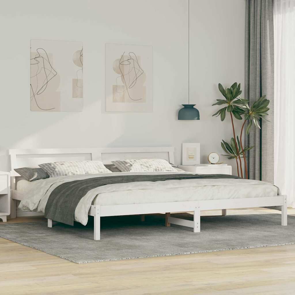 vidaXL Σκελετός Κρεβατιού Λευκό 180 x 200 cm Μασίφ ξύλο πεύκου