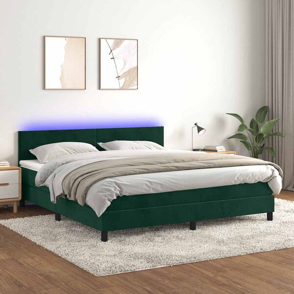 vidaXL &Kappa;&rho;&epsilon;&beta;ά&tau;&iota; Boxspring &mu;&epsilon; &Sigma;&tau;&rho;ώ&mu;&alpha; & LED &Sigma;&kappa;. &Pi;&rho;ά&sigma;&iota;&nu;&omicron; 180x200&epsilon;&kappa; &Beta;&epsilon;&lambda;&omicron;ύ&delta;&omicron;