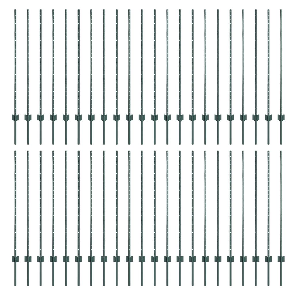 vidaXL Ασημένιοι Πόλοι Φράχτη 44 pcs Πράσινο