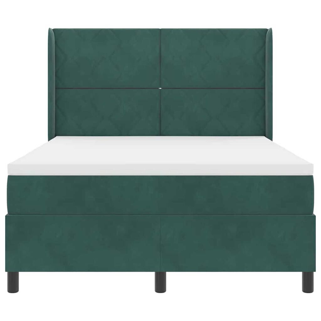 vidaXL Κρεβάτι με ελατήρια Σκούρο πράσινο 140 x 190 cm Βελούδο