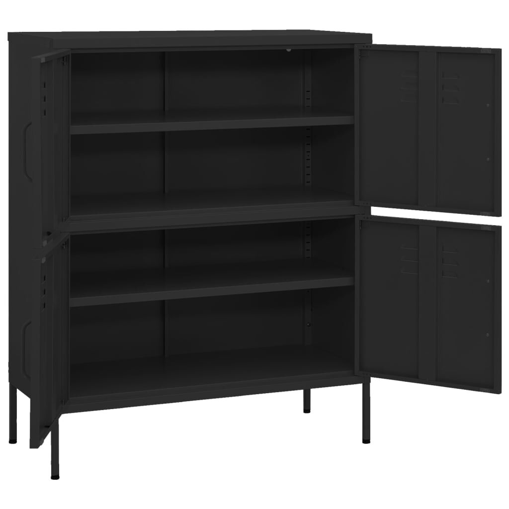 vidaXL Ντουλάπι Αποθήκευσης Μαύρο 80 x 35 x 101,5 εκ. από Ατσάλι