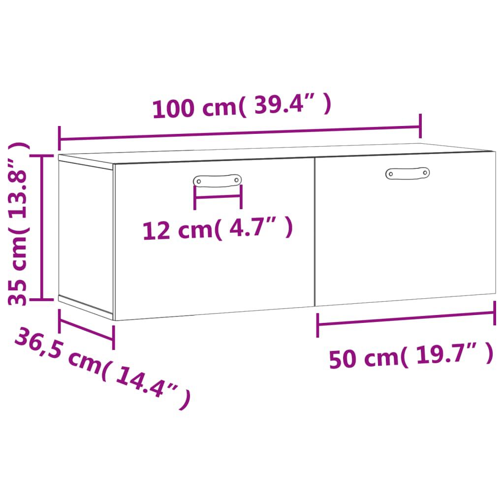 vidaXL Ντουλάπι Τοίχου Γκρι Sonoma 100x36,5x35 εκ. Επεξεργασμένο Ξύλο