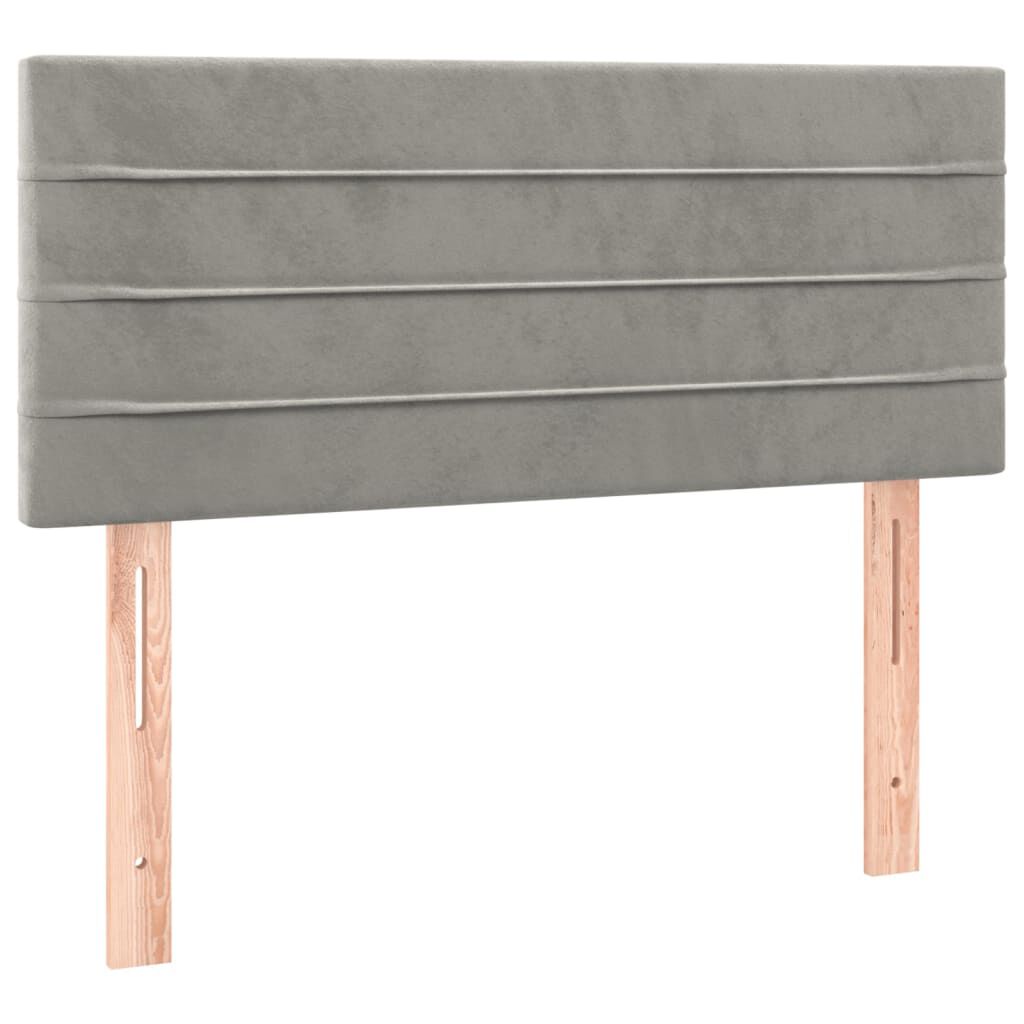 vidaXL Κρεβάτι Boxspring με Στρώμα Ανοιχτό Γκρι 90x200 εκ. Βελούδινο