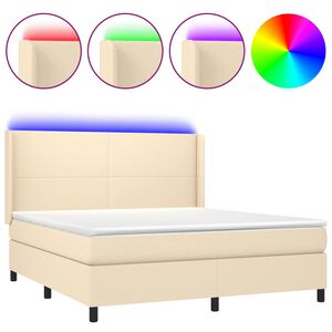 vidaXL &Kappa;&rho;&epsilon;&beta;ά&tau;&iota; Boxspring &mu;&epsilon; &Sigma;&tau;&rho;ώ&mu;&alpha; & LED &Kappa;&rho;&epsilon;&mu; 180x200 &epsilon;&kappa;. &Upsilon;&phi;&alpha;&sigma;&mu;ά&tau;&iota;&nu;&omicron;