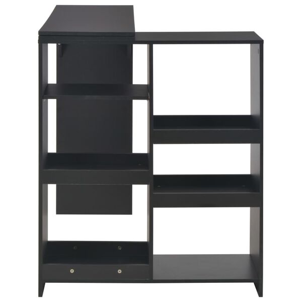 vidaXL Τραπέζι Μπαρ με Κινητή Ραφιέρα Μαύρο 138 x 39 x 110 εκ.