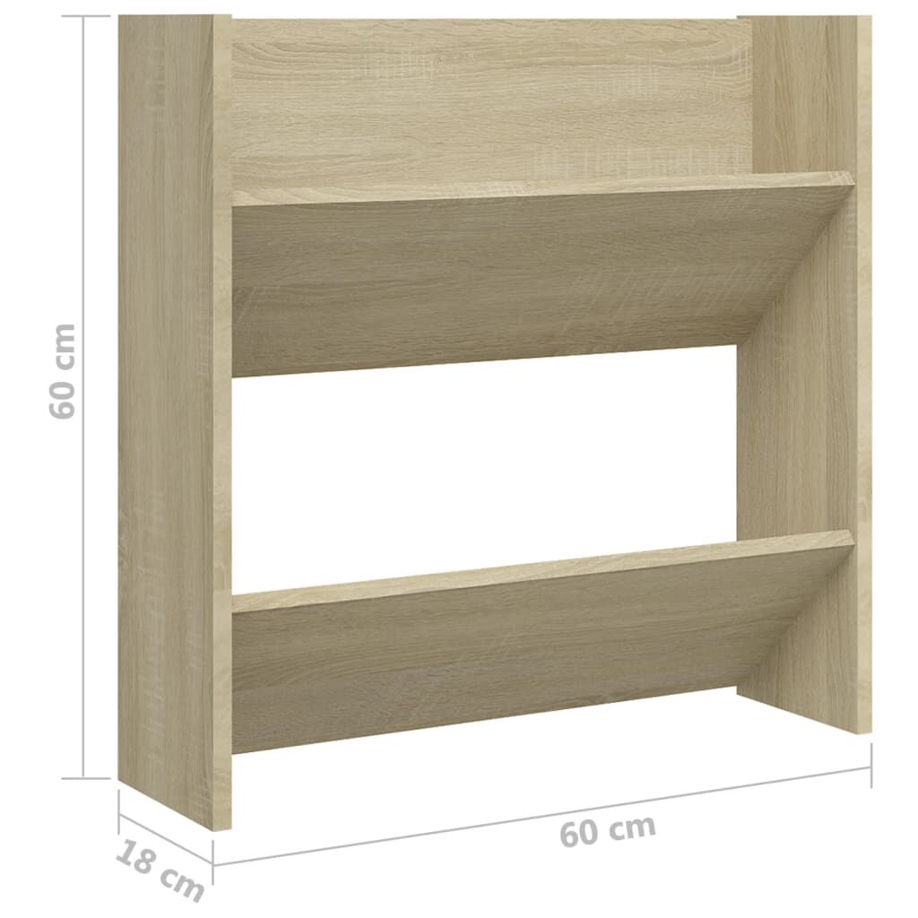 vidaXL Παπουτσοθήκη Τοίχου Sonoma Δρυς 60 x 18 x 60 εκ. Μοριοσανίδα