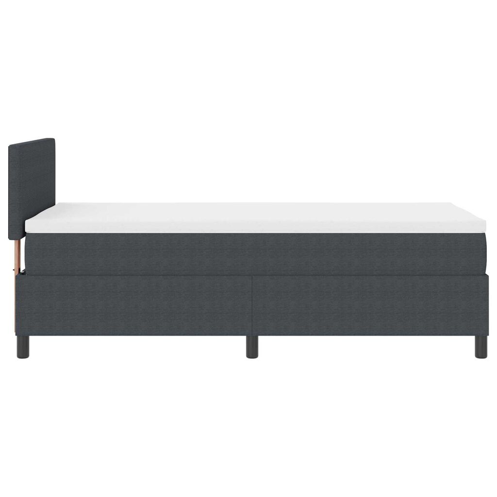 vidaXL Κρεβάτι Box Spring με Στρώμα & LED Σκούρο Γκρι 90x200 εκ Ύφασμα Κορντούρα