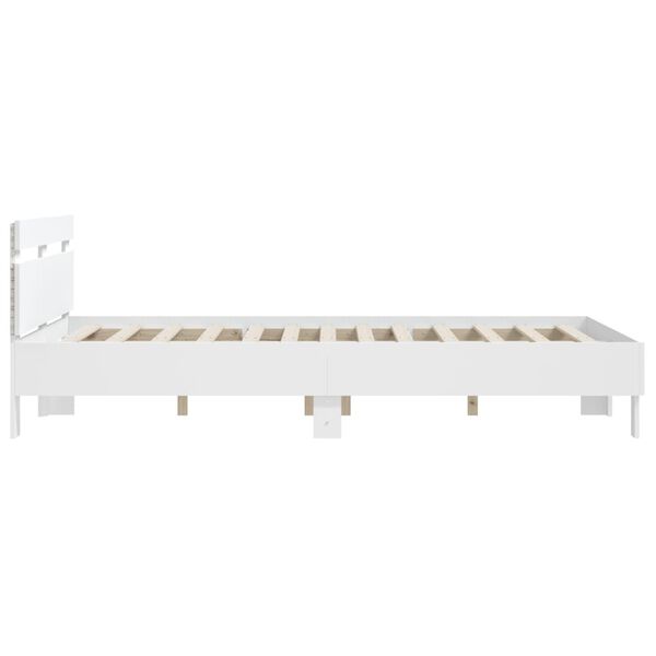 vidaXL Πλαίσιο Κρεβατιού με Κεφαλάρι/LED Λευκό 140x190 εκ.