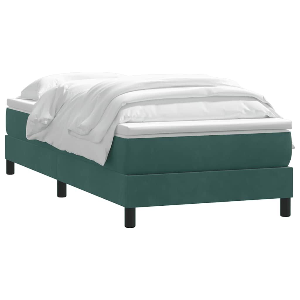 vidaXL Box Spring κρεβάτι με στρώμα σκούρο πράσινο 90x220 cm Velvet