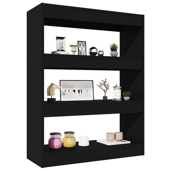 vidaXL Βιβλιοθήκη/Διαχωρ. Χώρου Μαύρο 80x30x103 εκ. Επεξεργασμένο Ξύλο