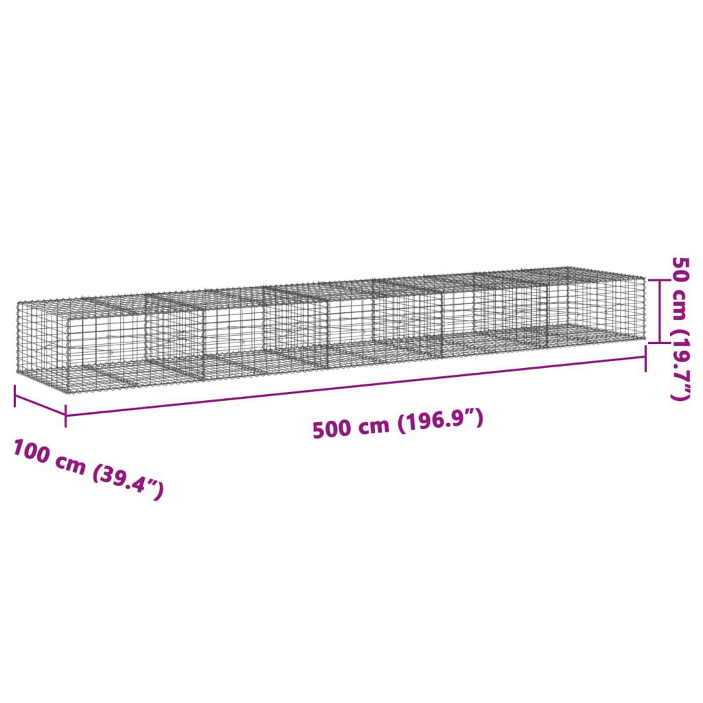 vidaXL Συρματοκιβώτιο με Κάλυμμα 500x100x50εκ. από Γαλβανισμένο Χάλυβα