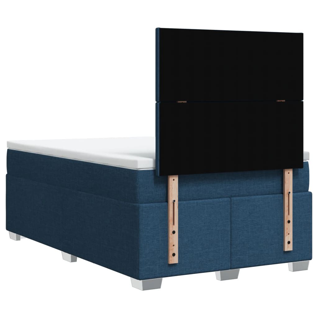 vidaXL Κρεβάτι Boxspring με Στρώμα Μπλε 120x190 εκ. Υφασμάτινο