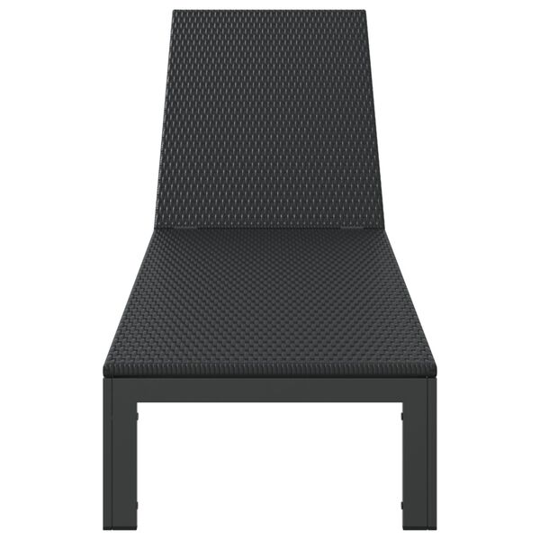 vidaXL Ήλιο-κρεβάτι 1-πρόσωπο Μαύρο 60 x 200 x 27εκ συνθετικό ρατάν