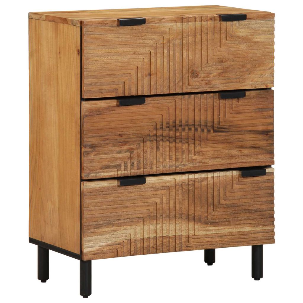 vidaXL Πλαϊνό Γραφείο 3 pcs Καφέ 60 x 33 x 75 cm Μασίφ ξύλο ακακίας