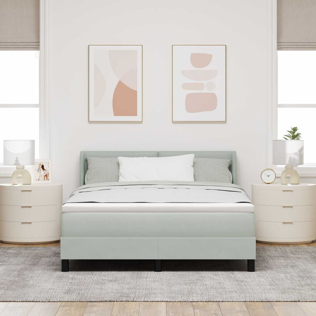 vidaXL Κρεβάτι Box Spring με Στρώμα Ανοιχτό Γκρι 160x200 εκ. Βελούδο