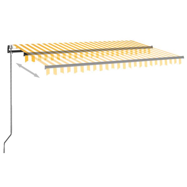 vidaXL Τέντα Αυτόματη με LED & Αισθ. Ανέμου Κίτρινο/Λευκό 450x300 εκ.