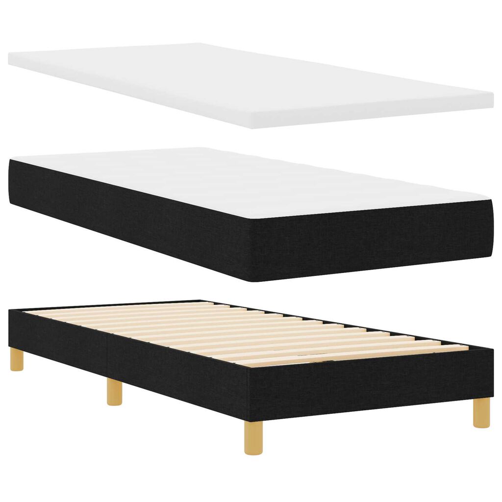 vidaXL Κρεβάτι Box Spring με Στρώμα Μαύρο 80x200 εκ Ύφασμα