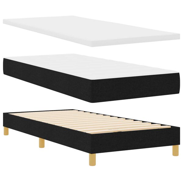 vidaXL Κρεβάτι Box Spring με Στρώμα Μαύρο 80x200 εκ Ύφασμα