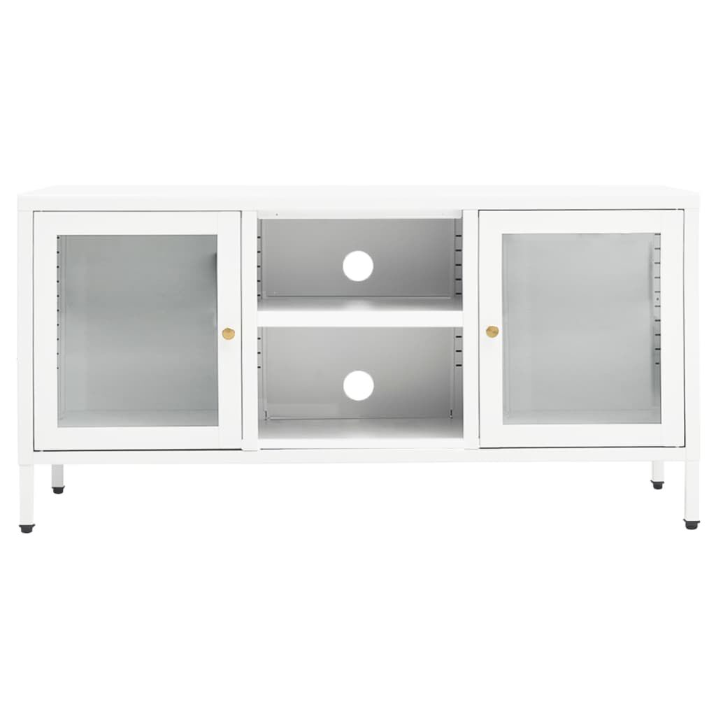 vidaXL Έπιπλο Τηλεόρασης Λευκό 105 x 35 x 52 εκ. από Ατσάλι και Γυαλί