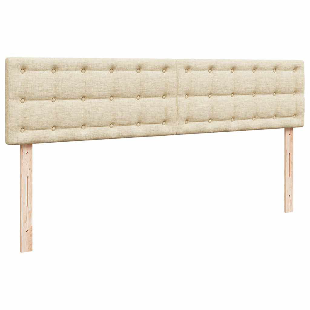 vidaXL Οθωμανικό κρεβάτι με στρώματα & LEDs Κρέμα 180x200cm ύφασμα