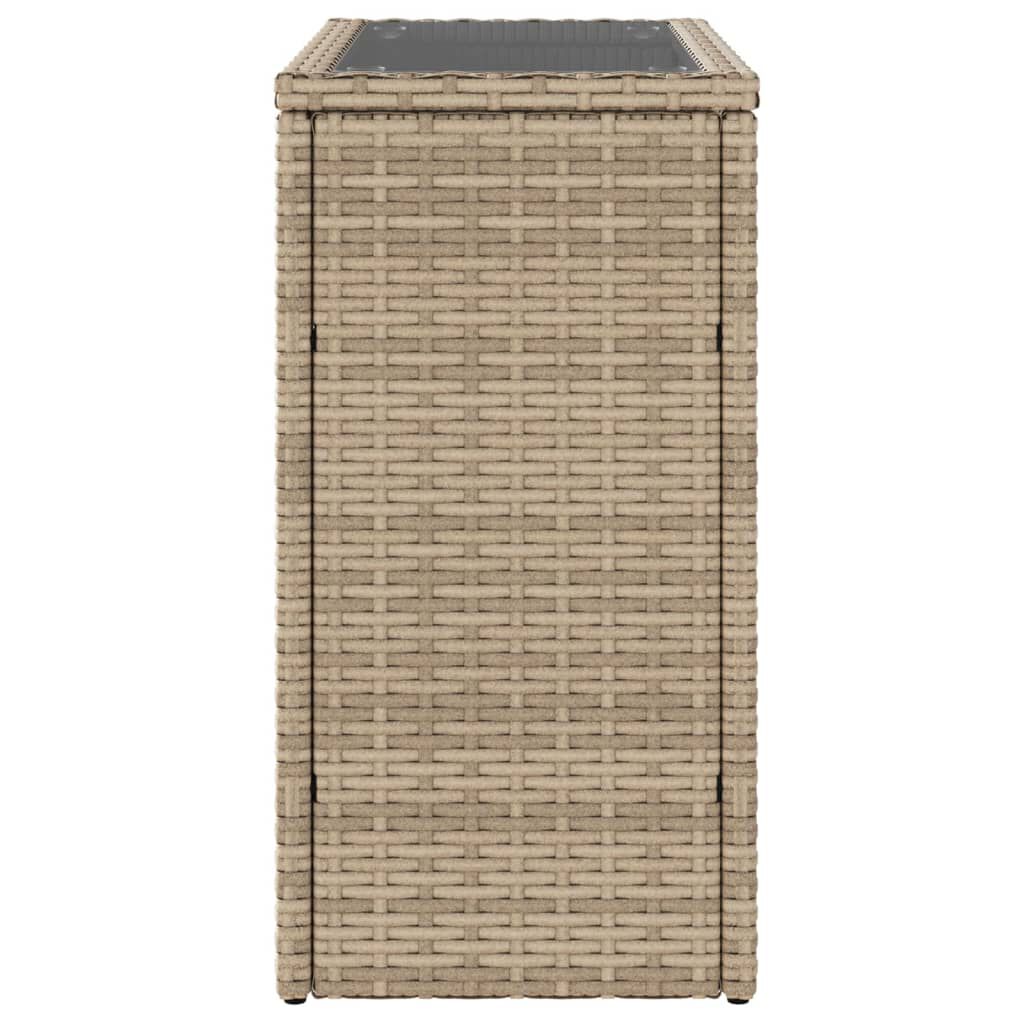 vidaXL Τραπέζι Κήπου με Γυάλινη Επιφ. Μπεζ 58x27,5x55 εκ. Συνθ. Ρατάν