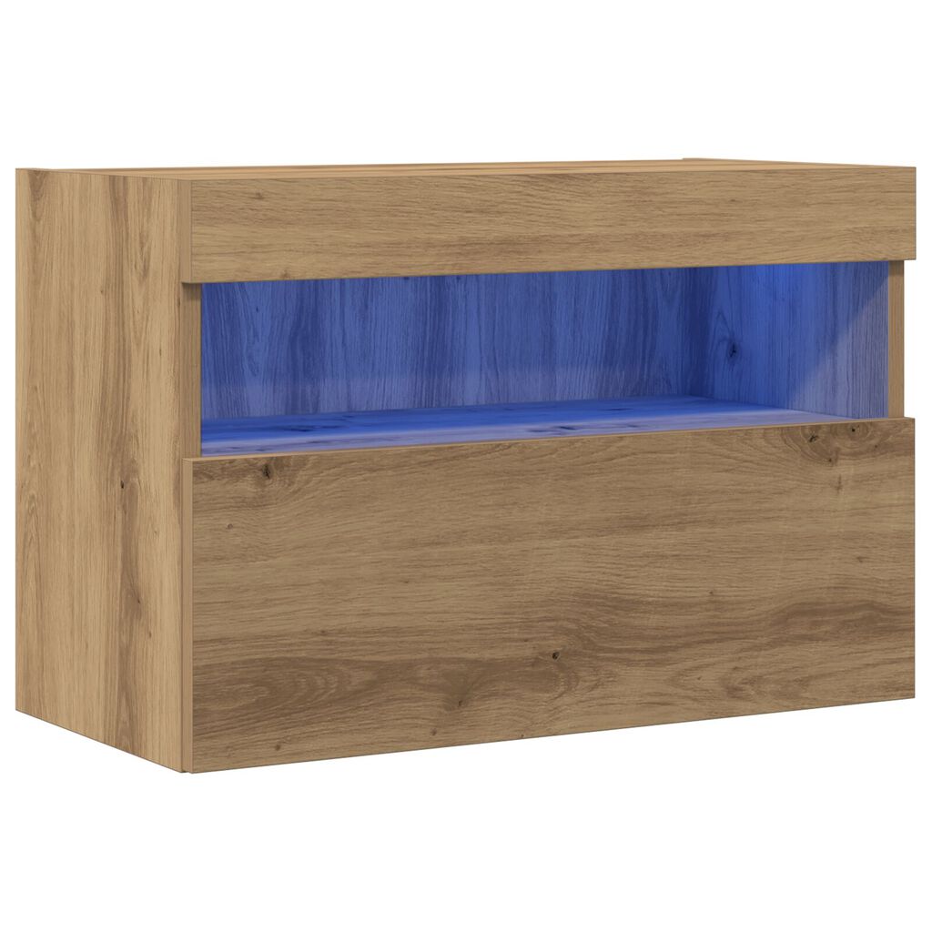 vidaXL Ντουλάπα Τοίχου για TV με LED Φώτα Artisan Oak 60x30x40 εκ.