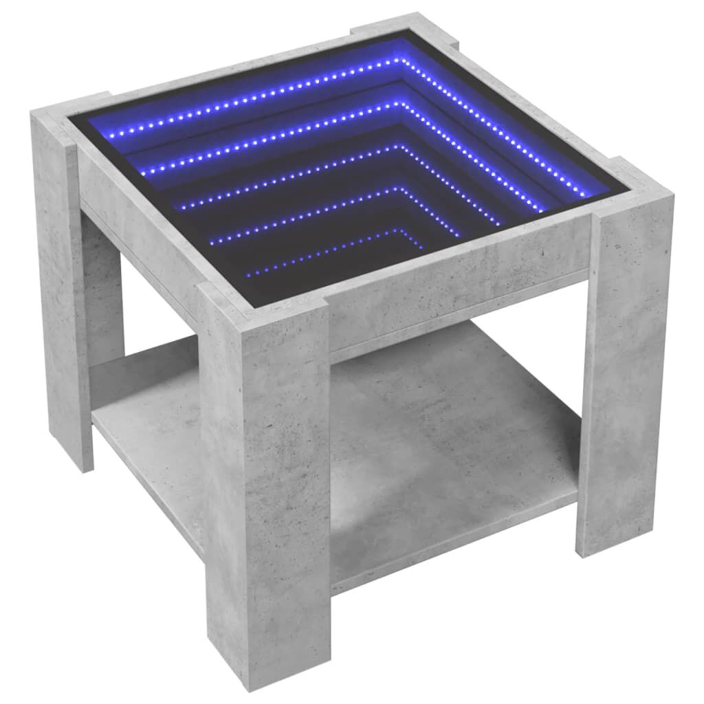 vidaXL Τραπεζάκι Σαλονιού με LED Γκρι 53x53x45 εκ. Επεξεργασμένο Ξύλο