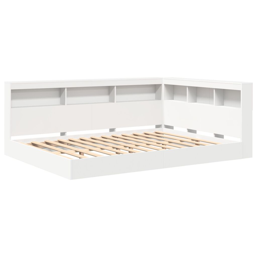vidaXL Κρεβάτι Βιβλιοθήκης Λευκό 160x200 εκ. Τεχνητό Ξύλο