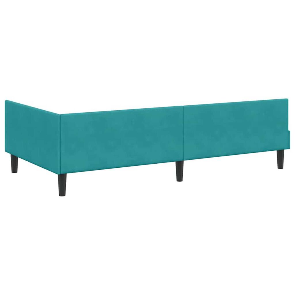 vidaXL Πλαϊνό Κρεβάτι Τιρκουάζ 80 x 200 cm Βελούδο και Στιβαρή ξυλεία