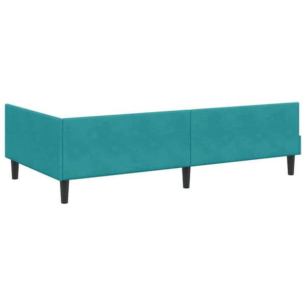 vidaXL Πλαϊνό Κρεβάτι Τιρκουάζ 80 x 200 cm Βελούδο και Στιβαρή ξυλεία
