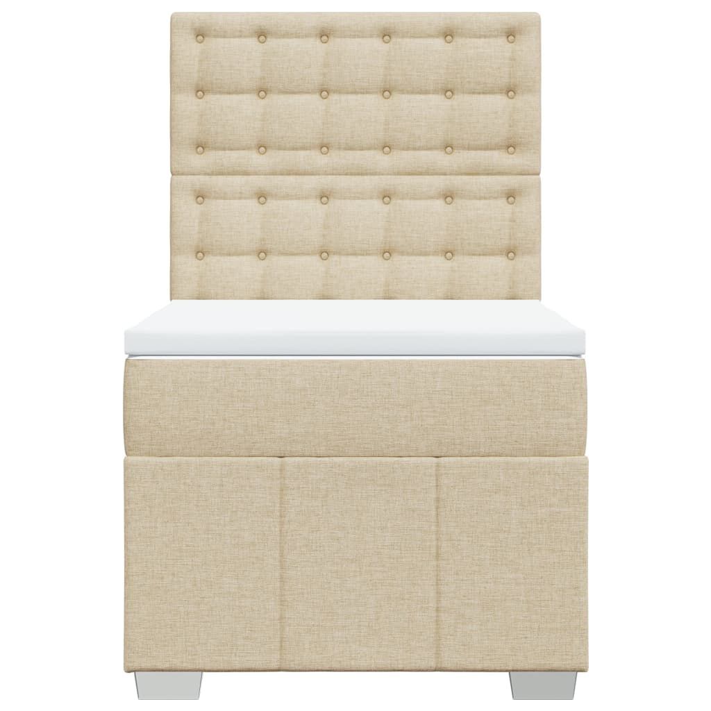 vidaXL Κρεβάτι Boxspring με Στρώμα Κρεμ 100 x 200 εκ. Υφασμάτινο