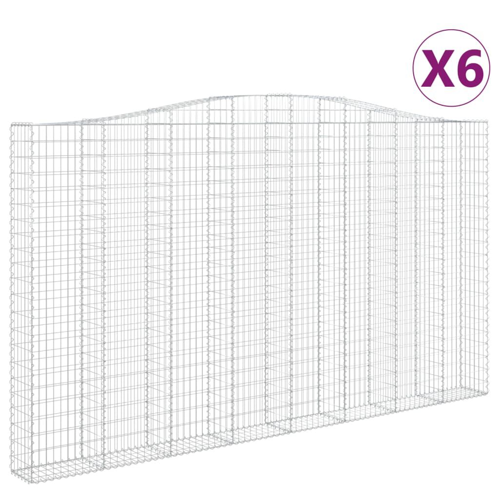 vidaXL Συρματοκιβώτια Τοξωτά 6 τεμ. 400x30x220/240 εκ. Γαλβαν. Ατσάλι
