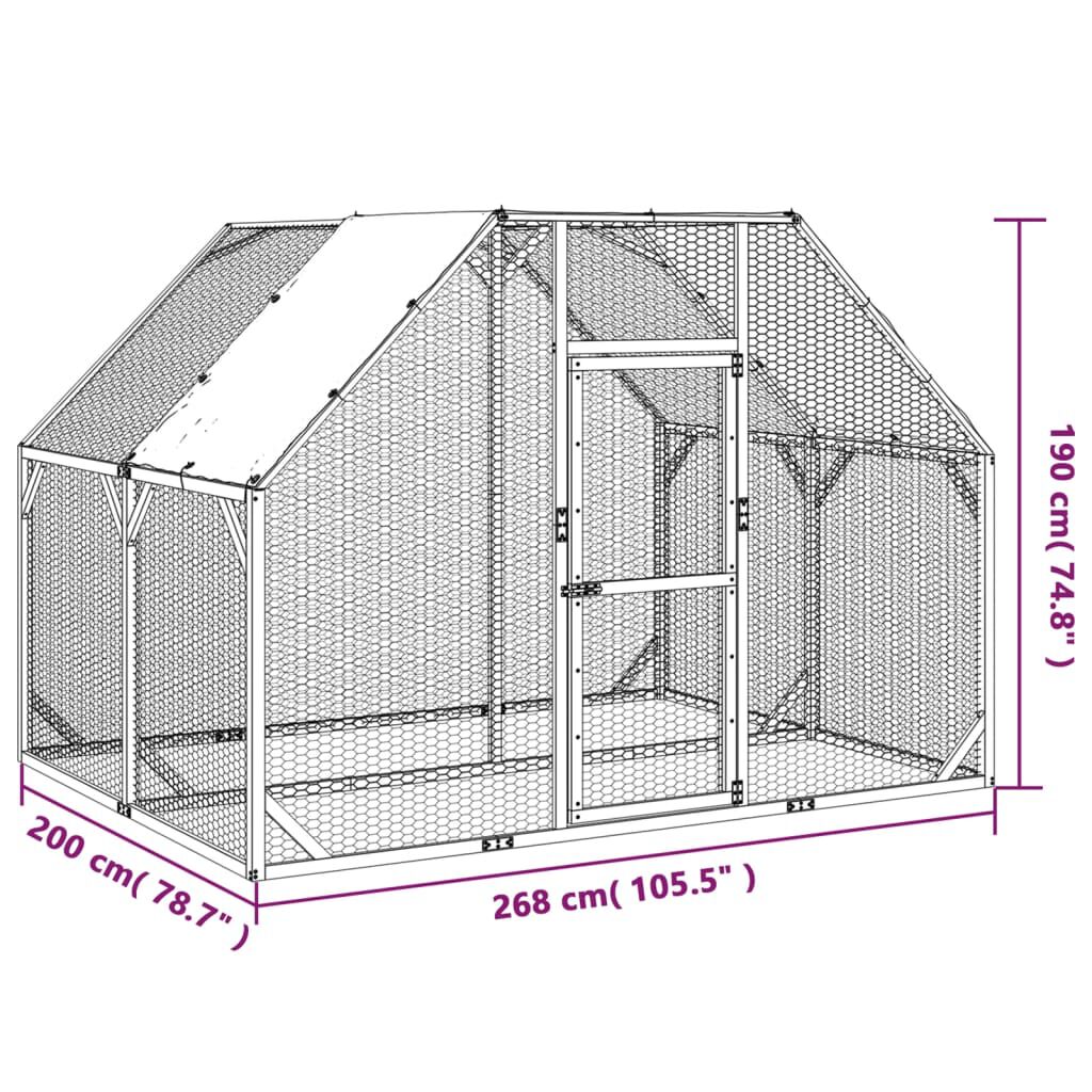 vidaXL Κοτέτσι 268x200x190 εκ. από Μασίφ Εμποτισμένο Ξύλο Πεύκου