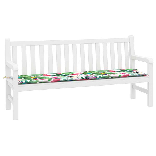 vidaXL Μαξιλάρι Παγκάκι Κήπου Floral Πράσινο και ροζ 180 x 50 x 4 cm