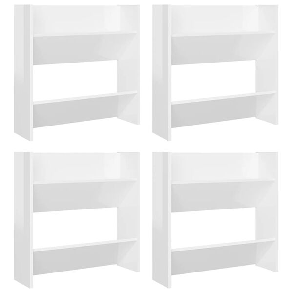 vidaXL Παπουτσοθήκες 4 τεμ. Γυαλ. Λευκό 60 x 18 x 60 εκ. Επεξ. Ξύλο
