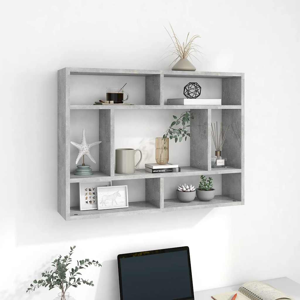vidaXL Ραφιέρα Τοίχου Γκρι Σκυροδέματος 75x16x55 εκ. από Επεξ. Ξύλο
