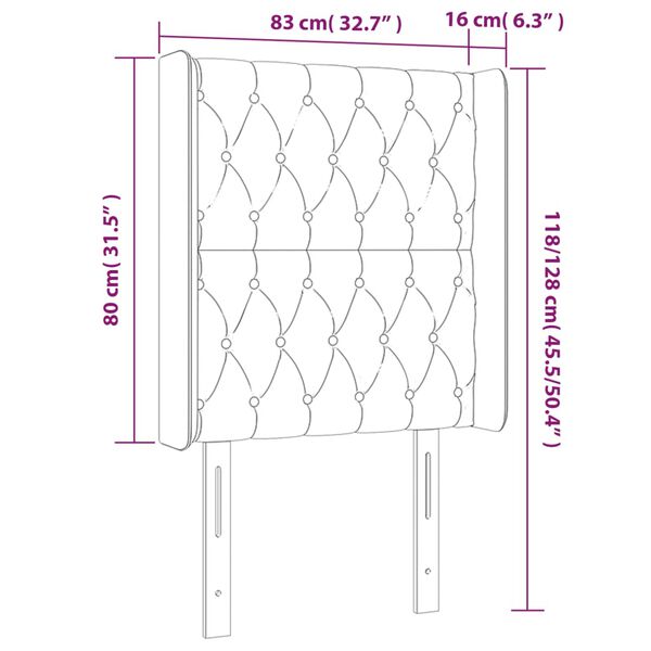 vidaXL Κεφαλάρι Κρεβατιού LED Σκούρο Γκρι 83x16x118/128εκ. Βελούδινο