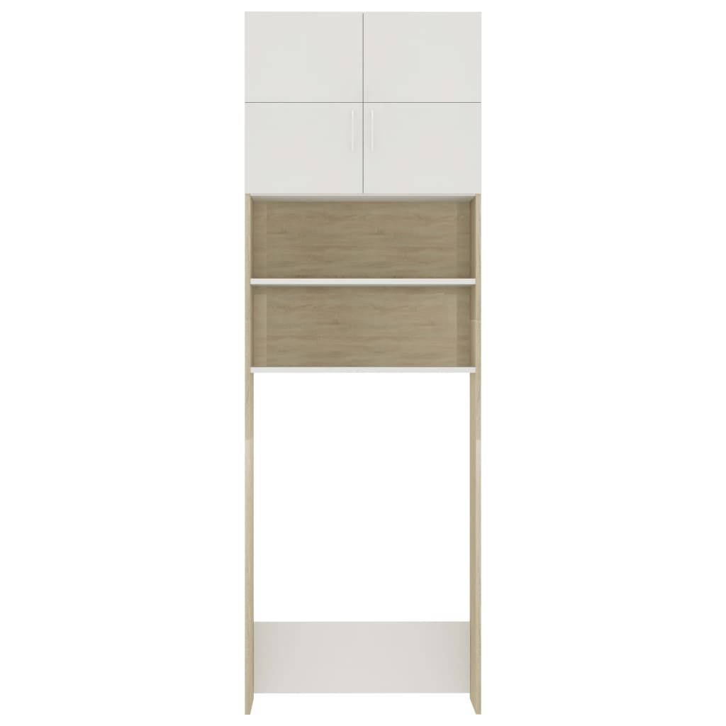 vidaXL Ντουλάπι Πλυντηρ. Λευκό και Sonoma Δρυς 64 x 25,5 x 190 εκ.