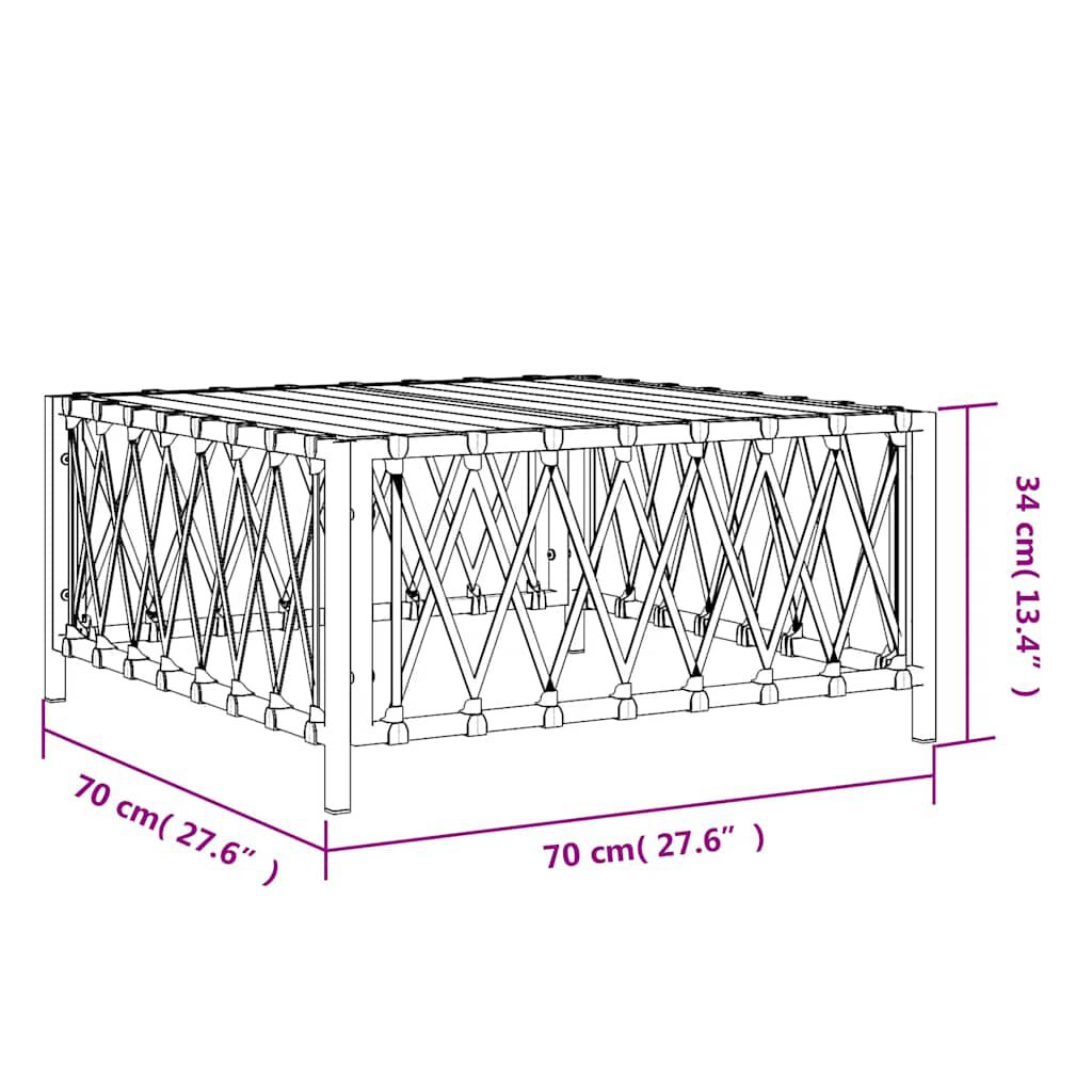 vidaXL Τραπέζι Κήπου Ανθρακί 70 x 70 x 34 εκ. από Πλεγμένο Ύφασμα