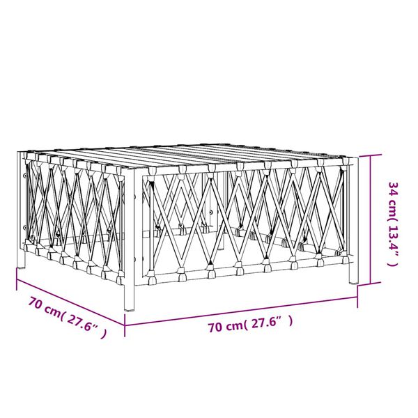 vidaXL Τραπέζι Κήπου Ανθρακί 70 x 70 x 34 εκ. από Πλεγμένο Ύφασμα