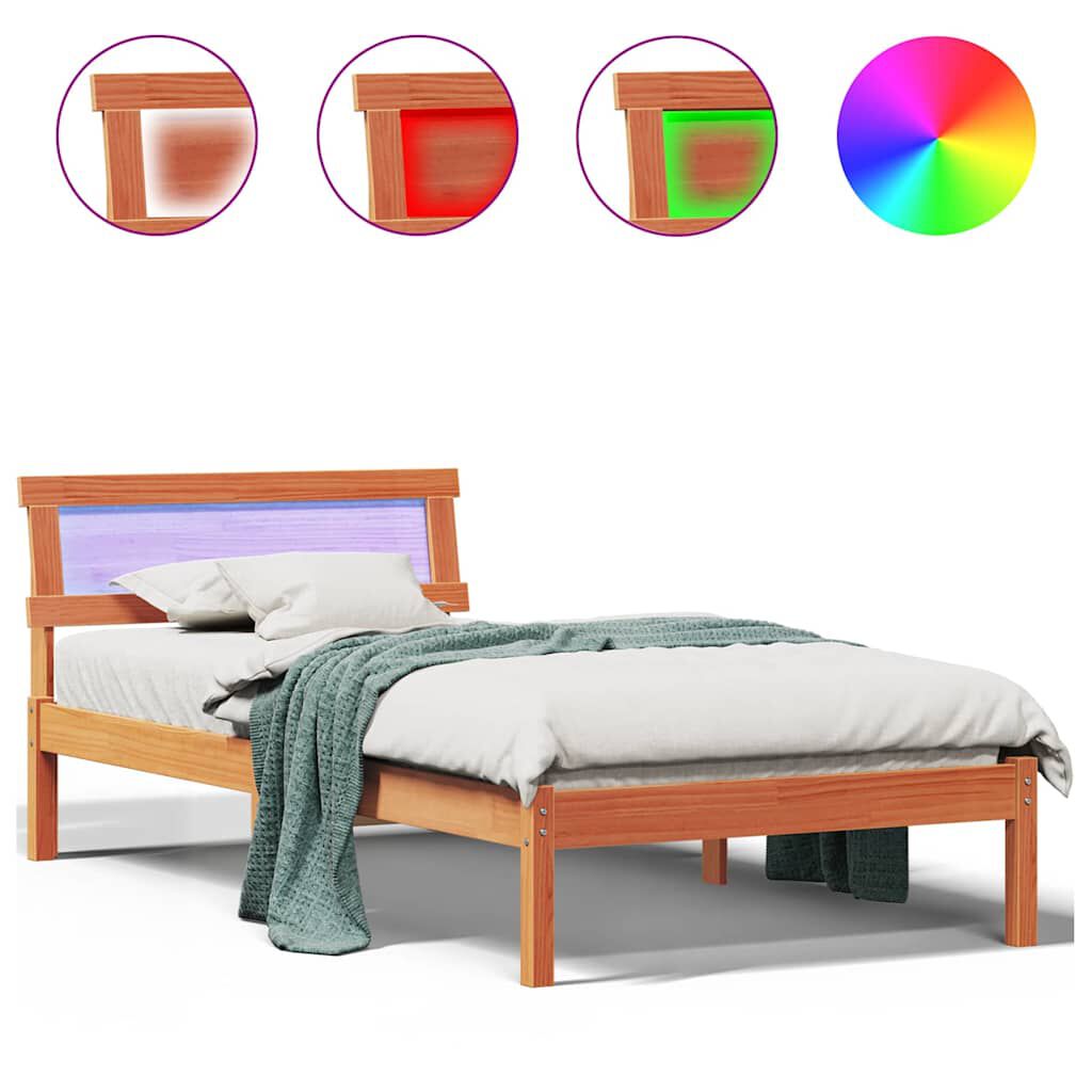 vidaXL Σκελετός Κρεβατιού Καφέ κεριού 75 x 190 cm Μασίφ ξύλο πεύκου