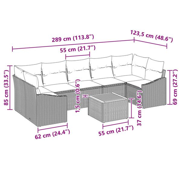 vidaXL Σετ Καναπέ Κήπου 8 pcs μπεζ και ανοιχτό γκρι