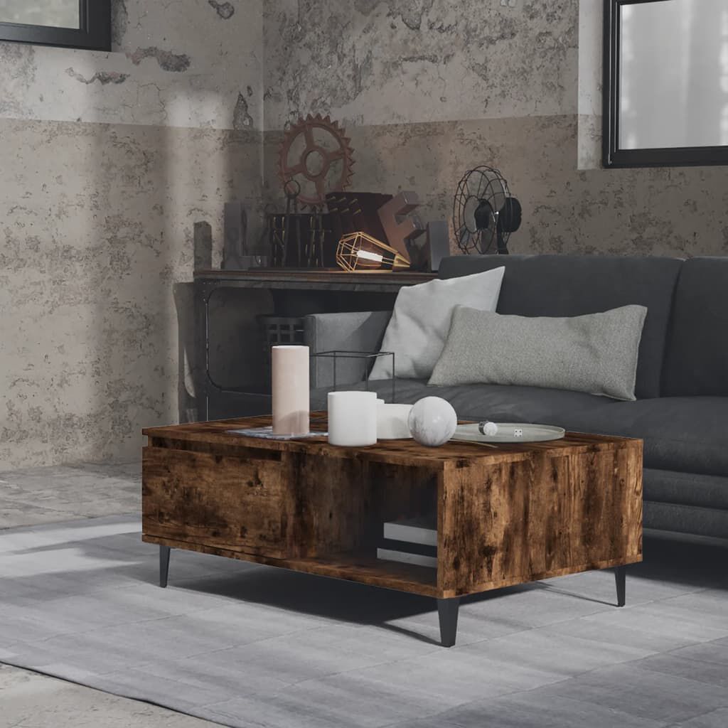 vidaXL Τραπεζάκι Σαλονιού Καπνιστή Δρυς 90x60x35 εκ. από Επεξ. Ξύλο