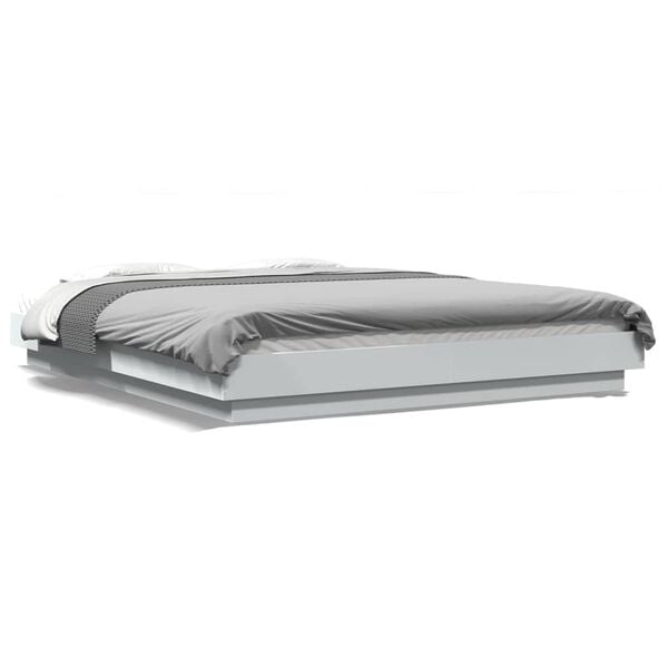 vidaXL Πλαίσιο Κρεβατιού με LED Λευκό 160x200 εκ. Επεξεργ. Ξύλο